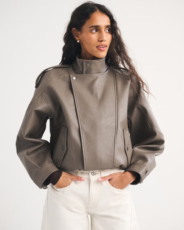 Abercrombie & Fitch - West Village Vegan Leather Bomber Jacket
