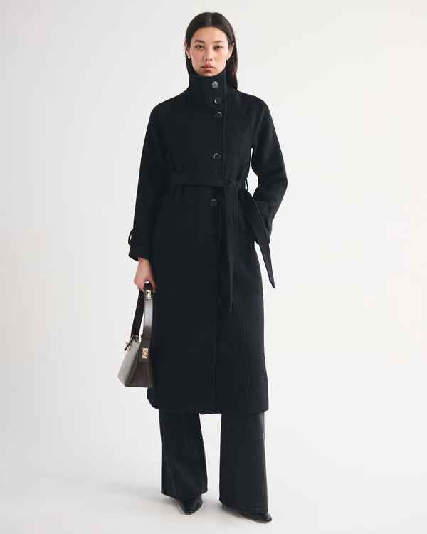 Abercrombie & Fitch - Wool-Blend Funnel Neck Long Coat