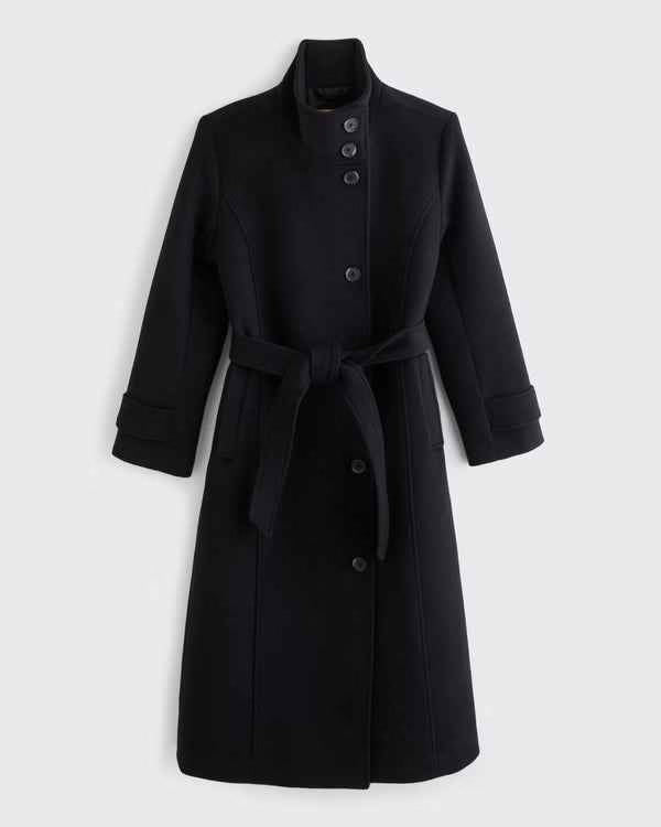 Abercrombie & Fitch - Wool-Blend Funnel Neck Long Coat