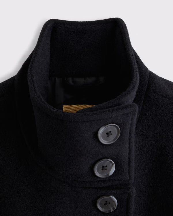 Abercrombie & Fitch - Wool-Blend Funnel Neck Long Coat