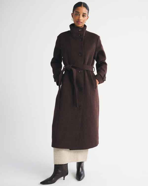 Abercrombie & Fitch - Wool-Blend Funnel Neck Long Coat