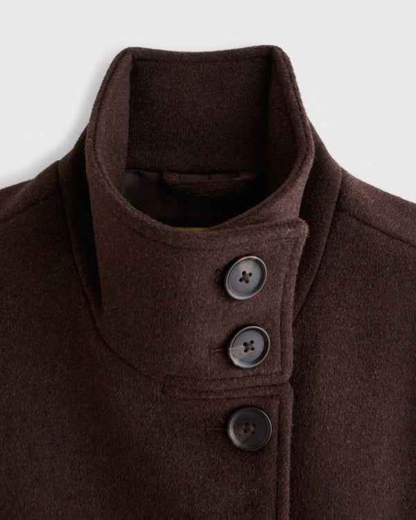 Abercrombie & Fitch - Wool-Blend Funnel Neck Long Coat