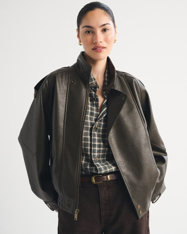 Abercrombie & Fitch - West Village Vegan Leather Bomber Jacket