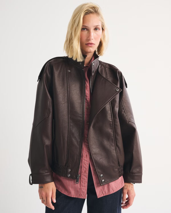 Abercrombie & Fitch - West Village Vegan Leather Bomber Jacket
