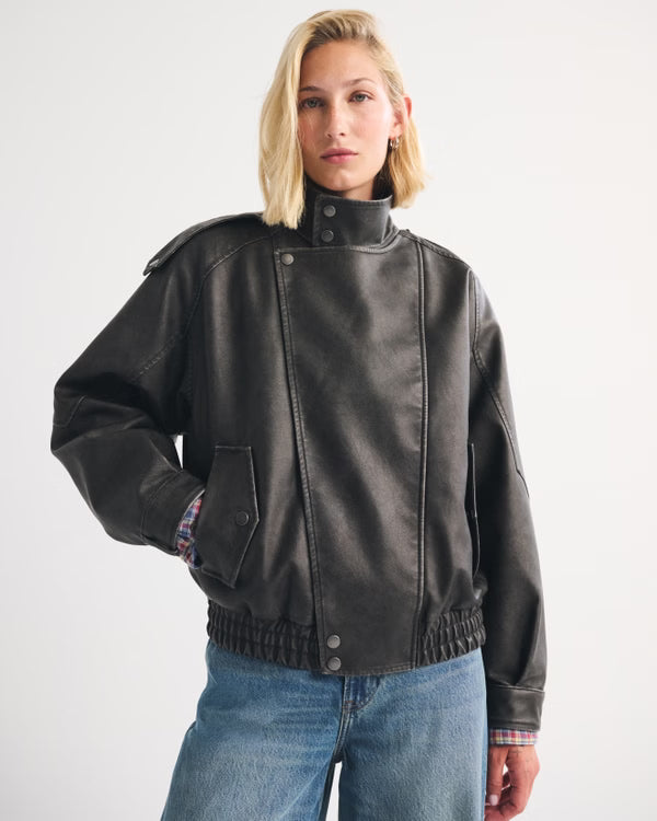 Abercrombie & Fitch - West Village Vegan Leather Bomber Jacket