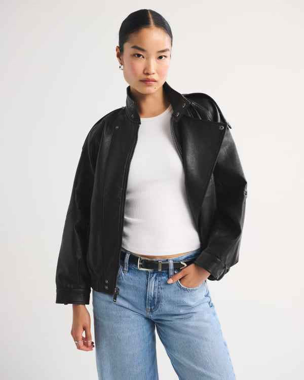 Abercrombie & Fitch - West Village Vegan Leather Bomber Jacket