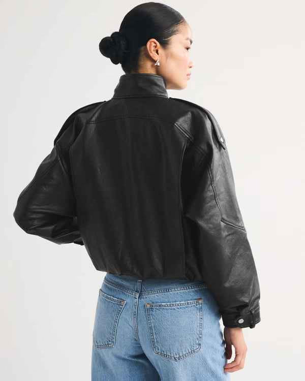 Abercrombie & Fitch - West Village Vegan Leather Bomber Jacket