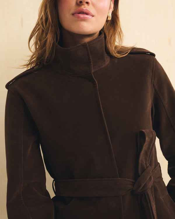 Abercrombie & Fitch - Vegan Suede Long Trench Coat