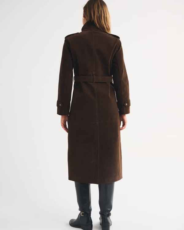 Abercrombie & Fitch - Vegan Suede Long Trench Coat