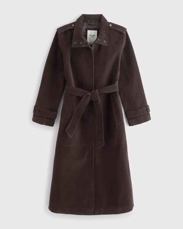 Abercrombie & Fitch - Vegan Suede Long Trench Coat