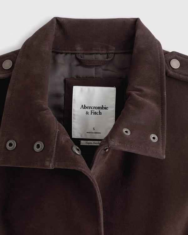 Abercrombie & Fitch - Vegan Suede Long Trench Coat