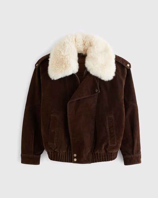 Abercrombie & Fitch - Convertible Flocked Denim Bomber Jacket
