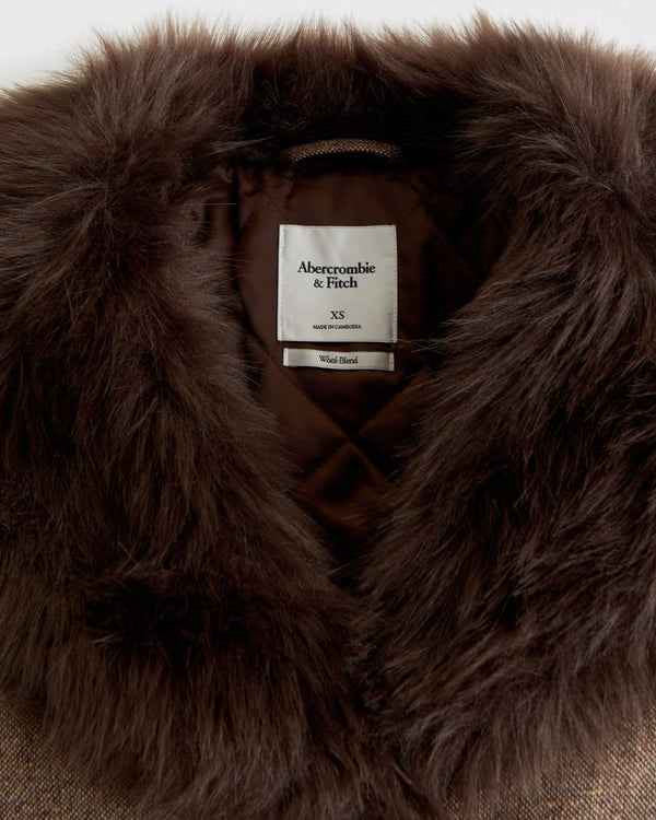 Abercrombie & Fitch - Faux Fur Collar Wool-Blend Bomber Jacket
