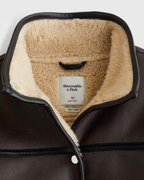 Abercrombie & Fitch - Mockneck Mid-Length Vegan Leather Coat