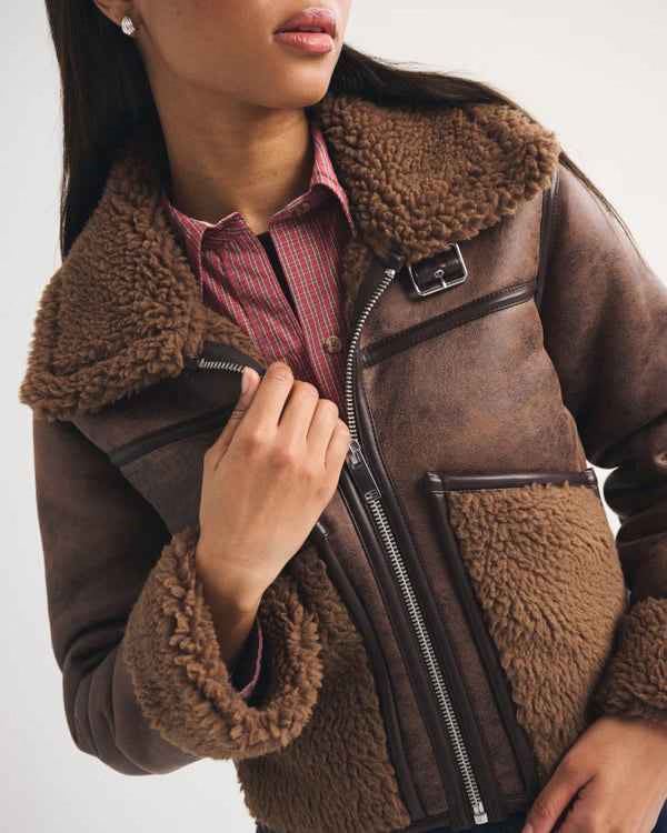Abercrombie & Fitch - Mockneck Shearling Short Coat