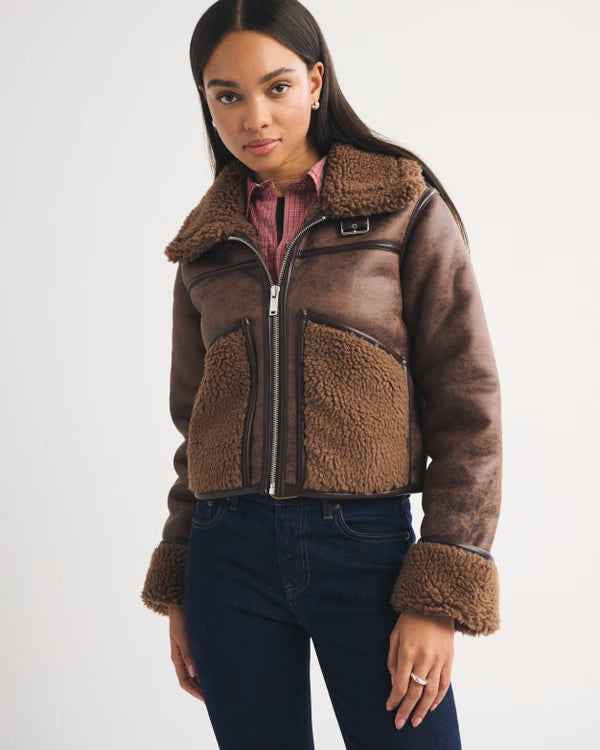 Abercrombie & Fitch - Mockneck Shearling Short Coat