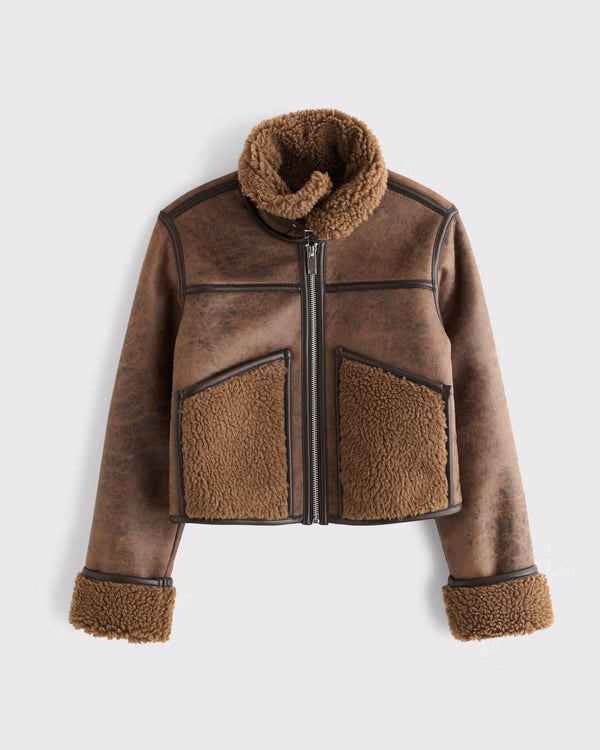 Abercrombie & Fitch - Mockneck Shearling Short Coat