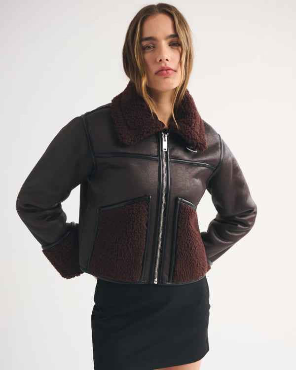 Abercrombie & Fitch - Mockneck Shearling Short Coat