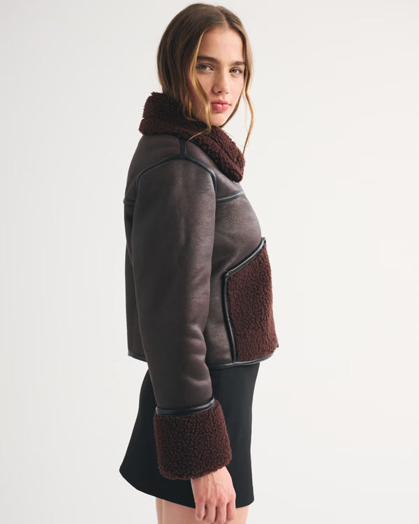 Abercrombie & Fitch - Mockneck Shearling Short Coat