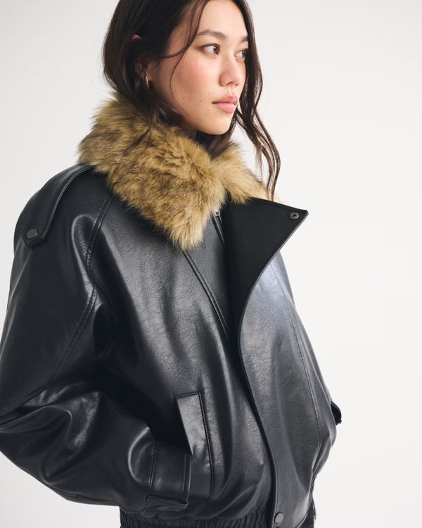 Abercrombie & Fitch - Convertible Vegan Leather Bomber Jacket