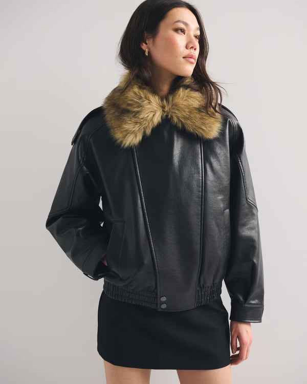 Abercrombie & Fitch - Convertible Vegan Leather Bomber Jacket