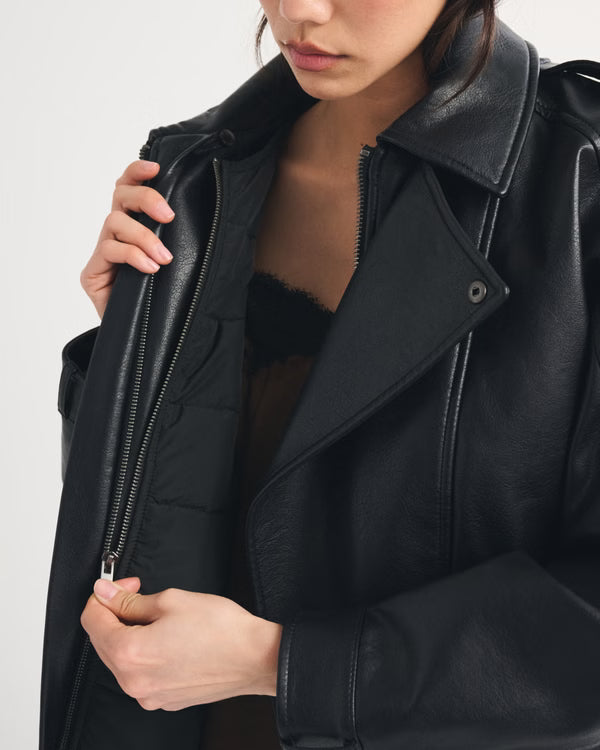 Abercrombie & Fitch - Convertible Vegan Leather Bomber Jacket