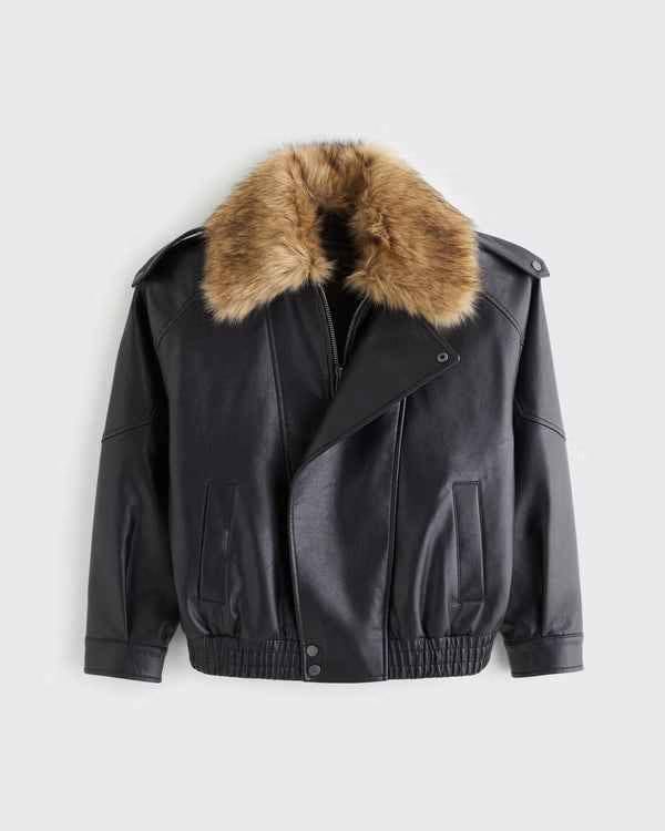 Abercrombie & Fitch - Convertible Vegan Leather Bomber Jacket