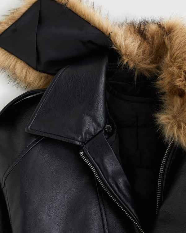 Abercrombie & Fitch - Convertible Vegan Leather Bomber Jacket