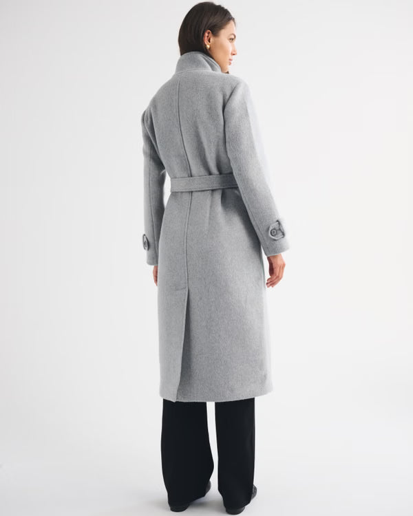 Abercrombie & Fitch - Wool-Blend Funnel Neck Long Coat