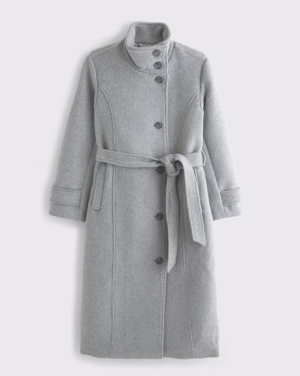 Abercrombie & Fitch - Wool-Blend Funnel Neck Long Coat