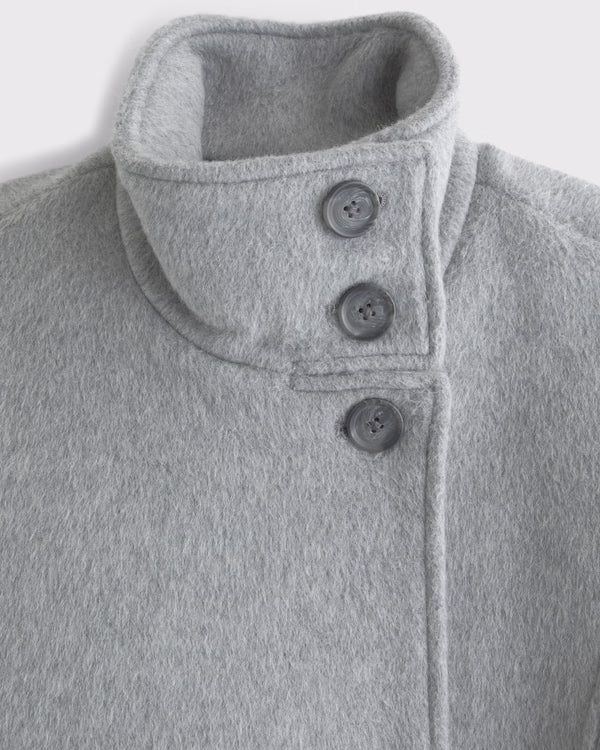 Abercrombie & Fitch - Wool-Blend Funnel Neck Long Coat