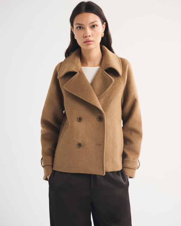 Abercrombie & Fitch - Carrie Short Wool-Blend Trench Coat