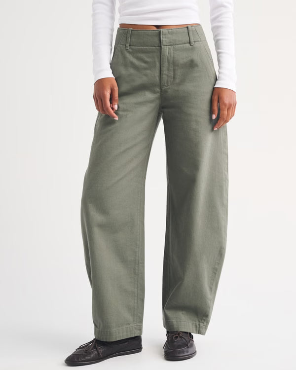 Abercrombie & Fitch - 100% Cotton High Rise Chino Barrel Pant