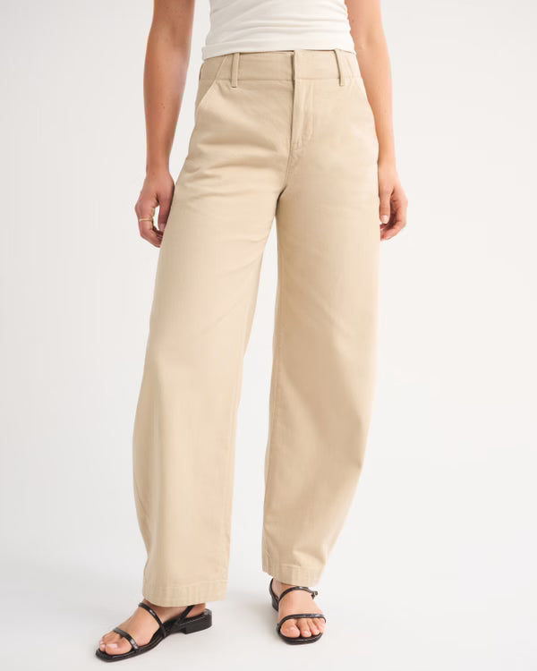 Abercrombie & Fitch - 100% Cotton High Rise Chino Barrel Pant