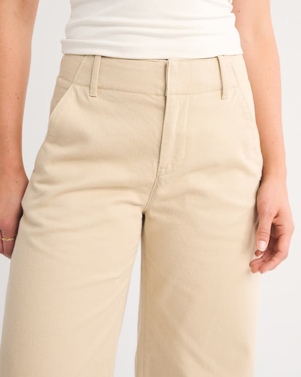 Abercrombie & Fitch - 100% Cotton High Rise Chino Barrel Pant
