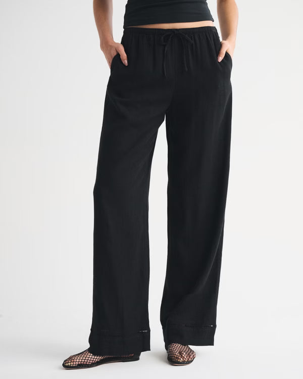 Abercrombie & Fitch -  Gemma Linen-Blend Wide Leg Pull-On Pant