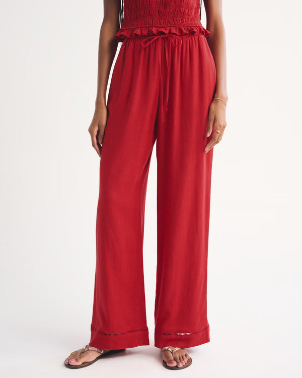 Abercrombie & Fitch -  Gemma Linen-Blend Wide Leg Pull-On Pant