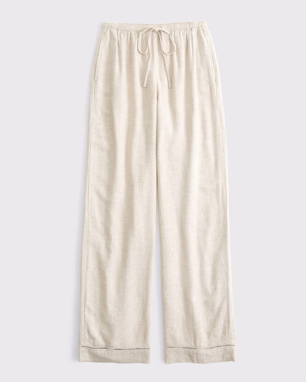 Abercrombie & Fitch -  Gemma Linen-Blend Wide Leg Pull-On Pant