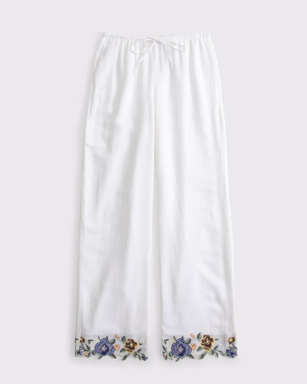 Abercrombie & Fitch -  Gemma Linen-Blend Wide Leg Pull-On Pant