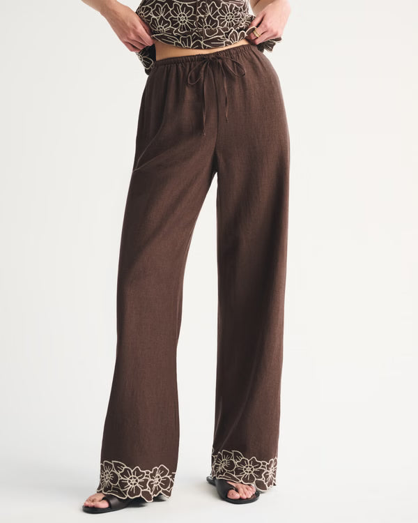 Abercrombie & Fitch -  Gemma Linen-Blend Wide Leg Pull-On Pant