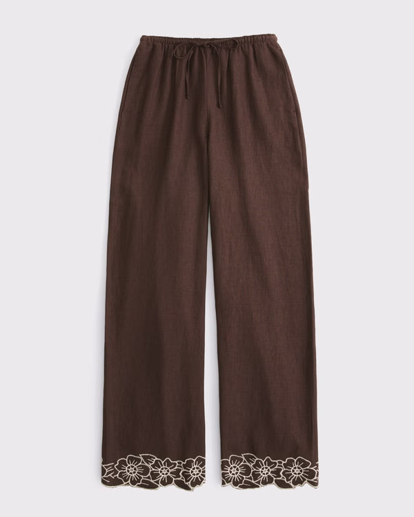 Abercrombie & Fitch -  Gemma Linen-Blend Wide Leg Pull-On Pant