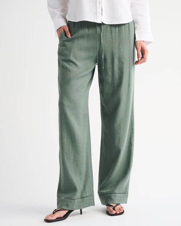 Abercrombie & Fitch -  Gemma Linen-Blend Wide Leg Pull-On Pant