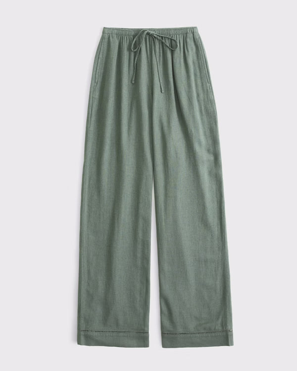 Abercrombie & Fitch -  Gemma Linen-Blend Wide Leg Pull-On Pant