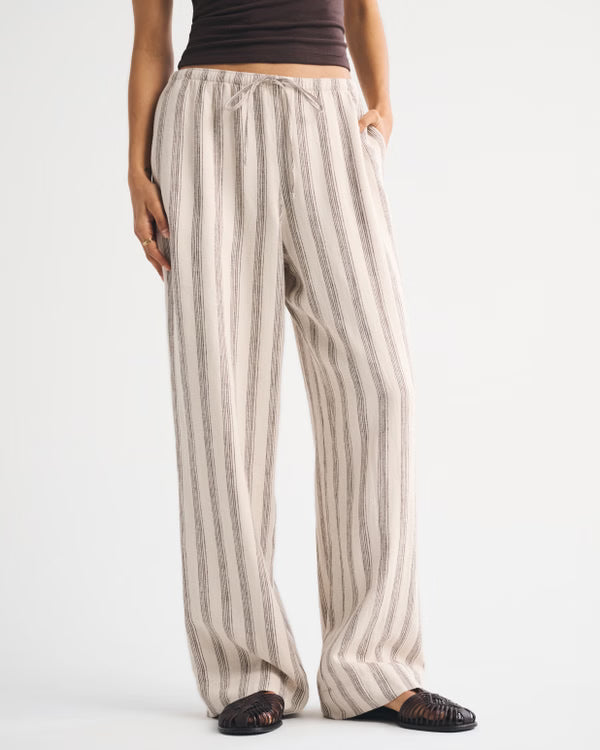 Abercrombie & Fitch -  Gemma Linen-Blend Wide Leg Pull-On Pant