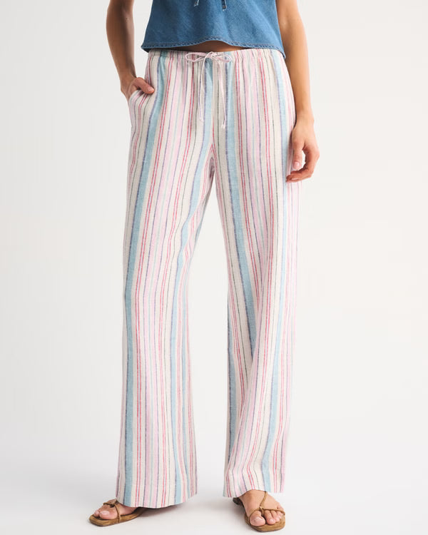 Abercrombie & Fitch -  Gemma Linen-Blend Wide Leg Pull-On Pant