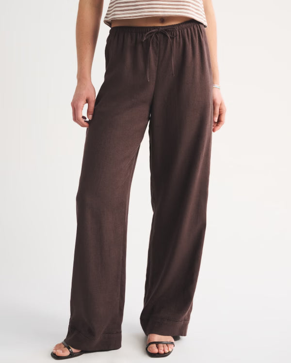 Abercrombie & Fitch -  Gemma Linen-Blend Wide Leg Pull-On Pant