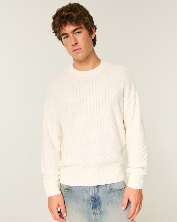 Hollister - Boxy Textural Logo Crew Sweater