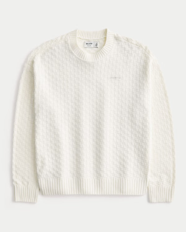 Hollister - Boxy Textural Logo Crew Sweater