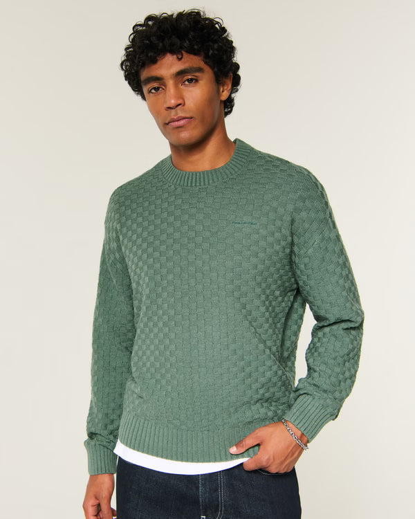 Hollister - Boxy Textural Logo Crew Sweater