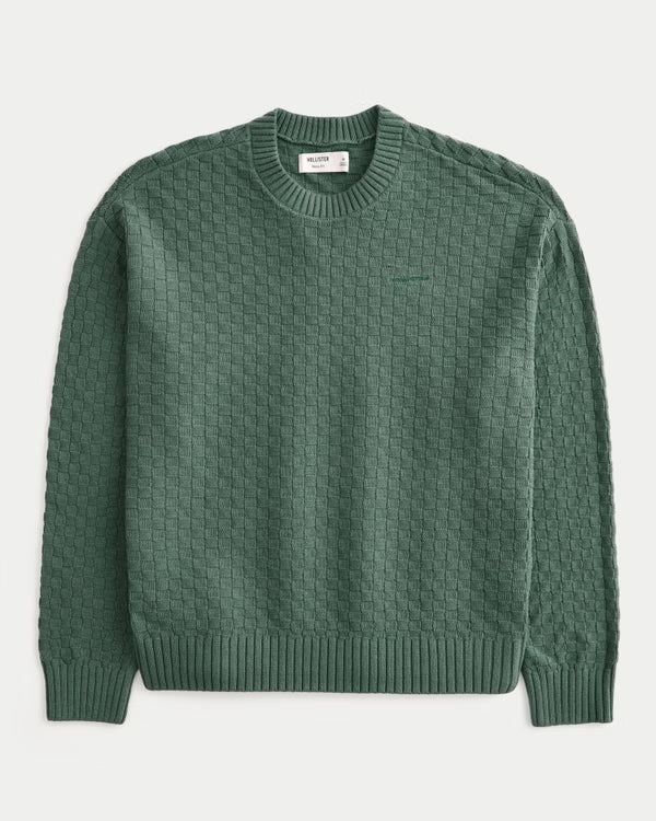 Hollister - Boxy Textural Logo Crew Sweater